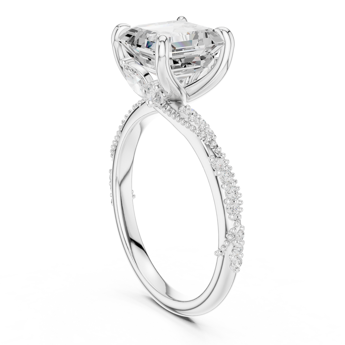 DDLR-961 - Solitaire Emerald Ring - White Gold
