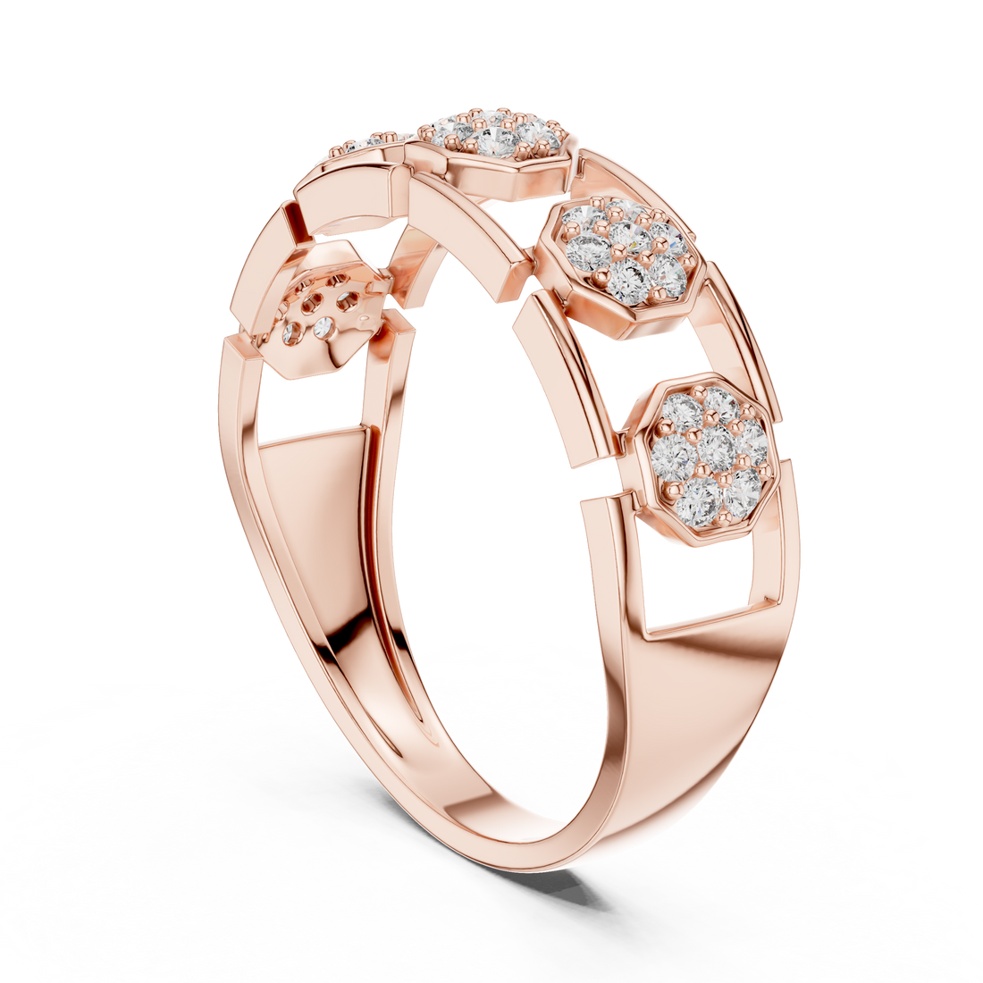 LR-01 (15) - Fashion Round Ring - White Gold