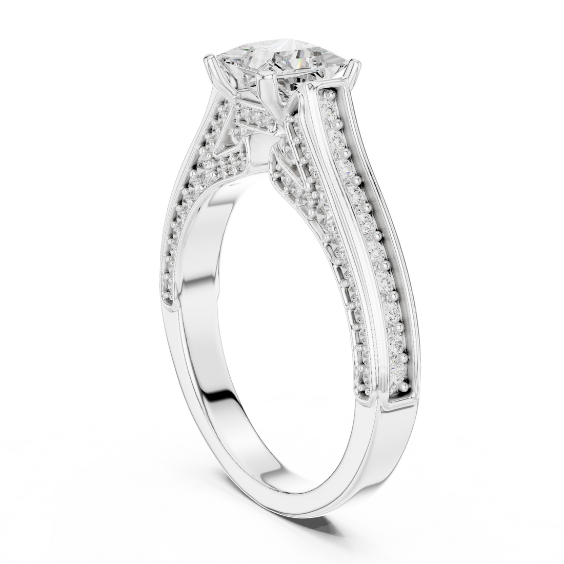 LR-0281 - Solitaire Princess Ring - White Gold
