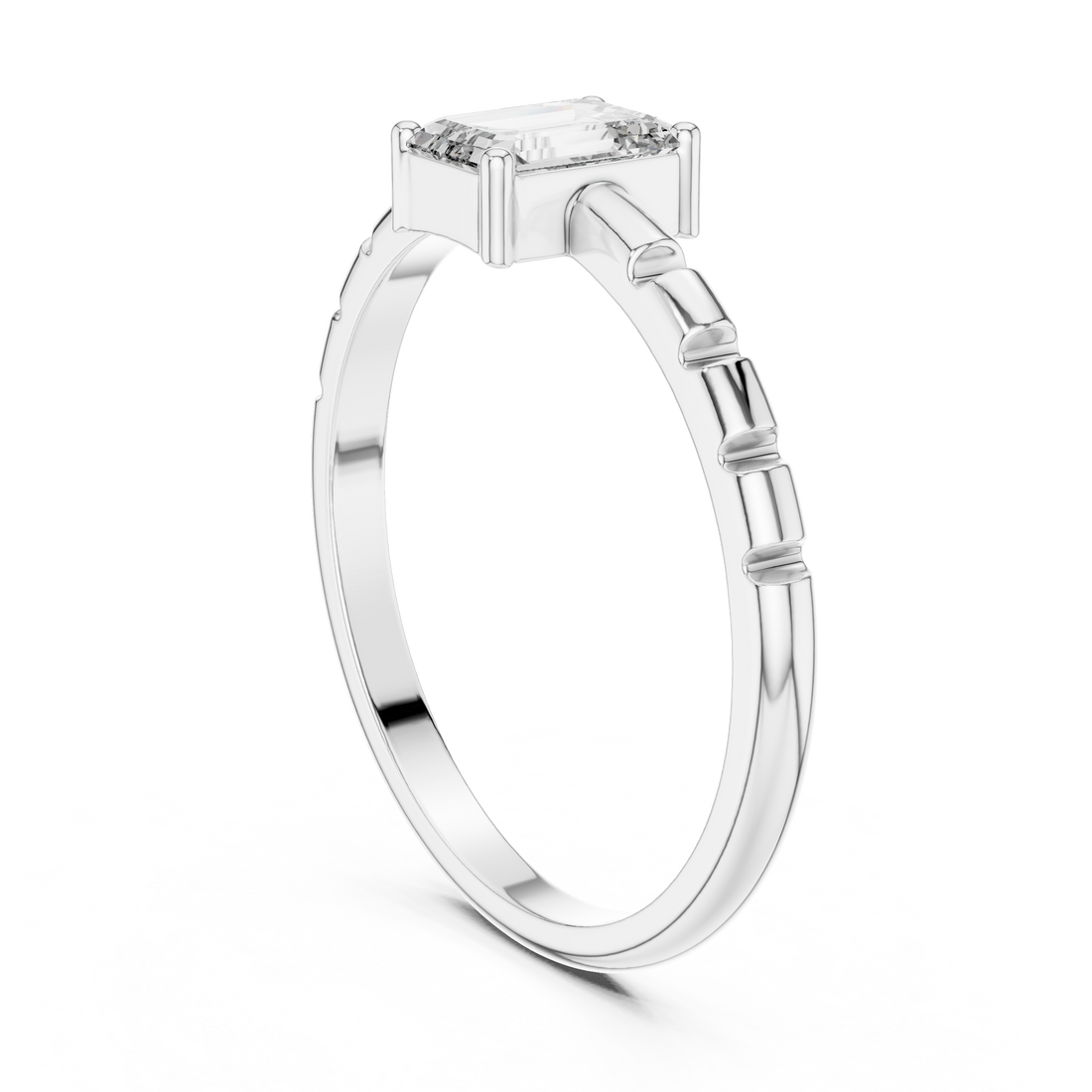 ALR-171 - Solitaire Emerald Ring - White Gold