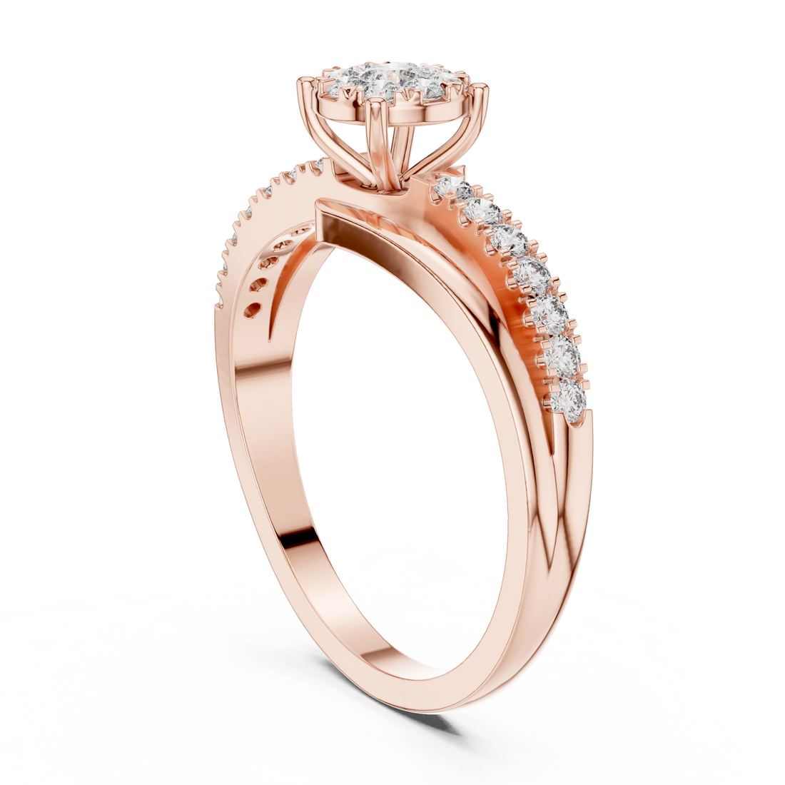 19#120039L - Split Shank Round Ring - White Gold