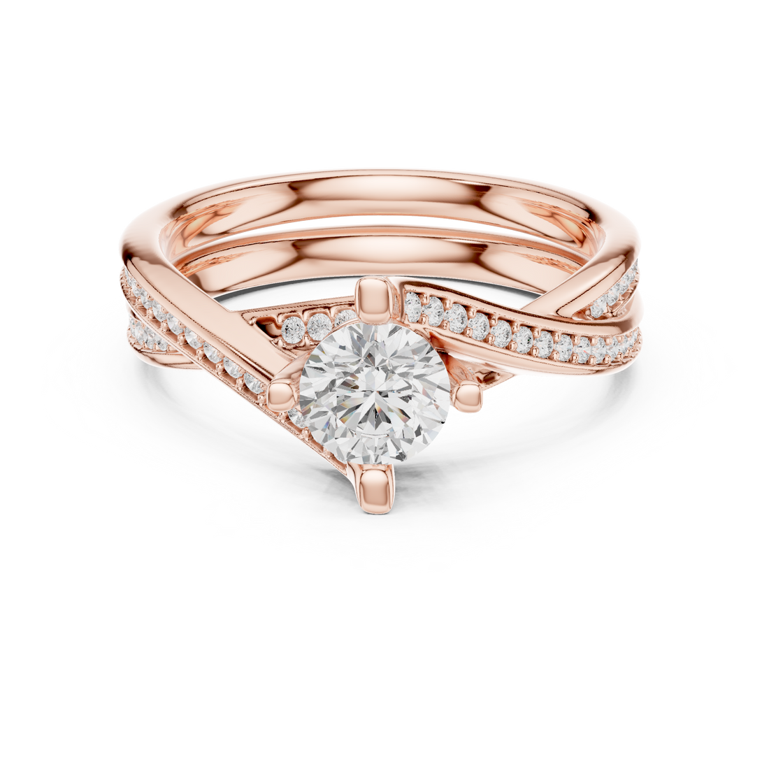 Bypass Ring - Round | LR-0299 - Rose Gold