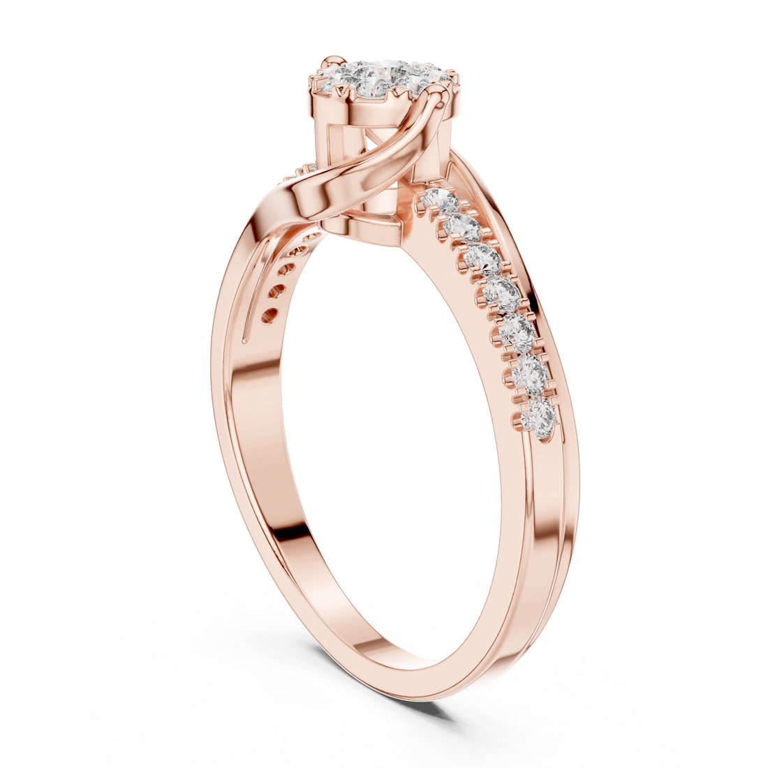 19#120040L - Bypass Round Ring - White Gold