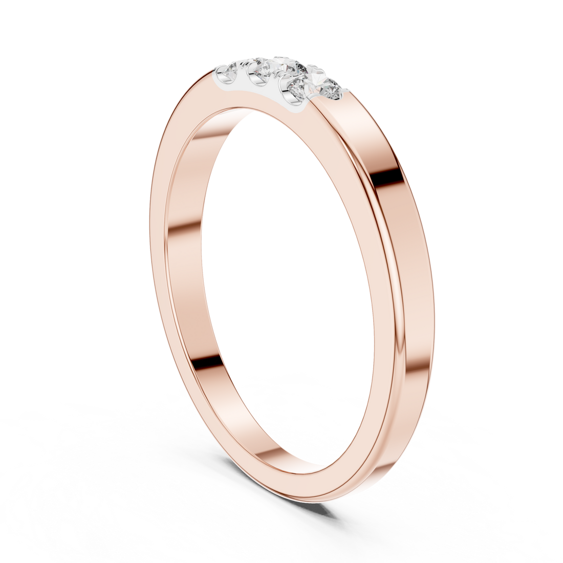12#10013@L - Three Stone Round Ring - White Gold
