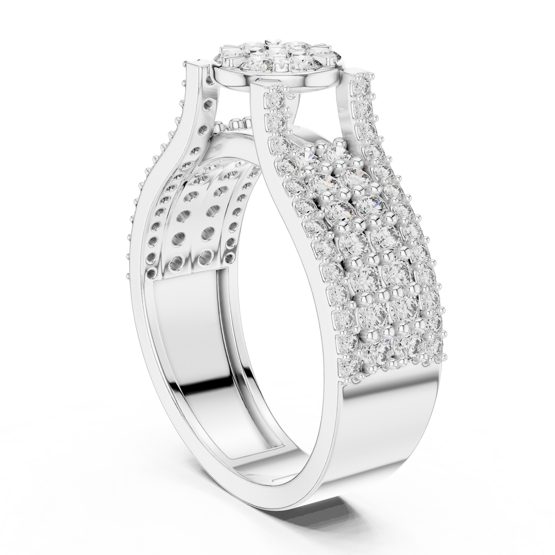 1311 - Fashion Round Ring - White Gold