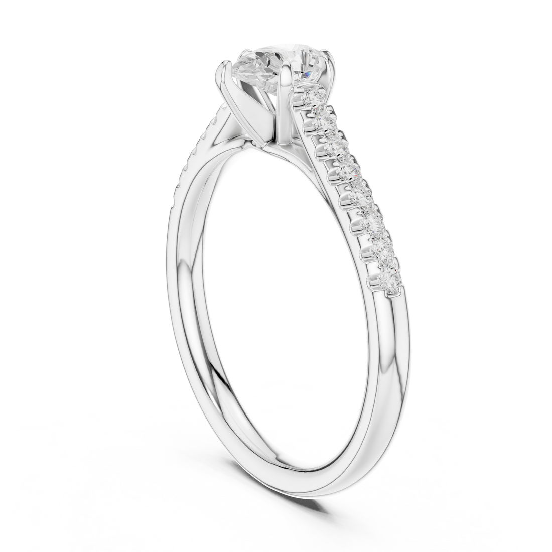 DDLR-586 - Solitaire Pear Ring - White Gold