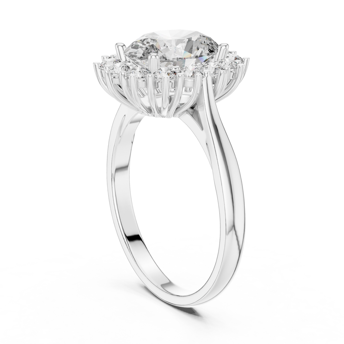 1216 - Halo Oval Ring - White Gold
