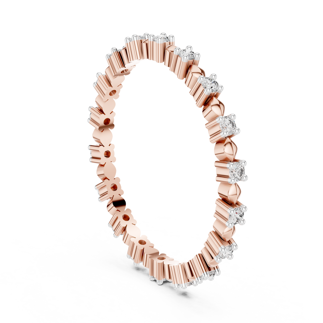 12#10015@L - Eternity Round Ring - White Gold