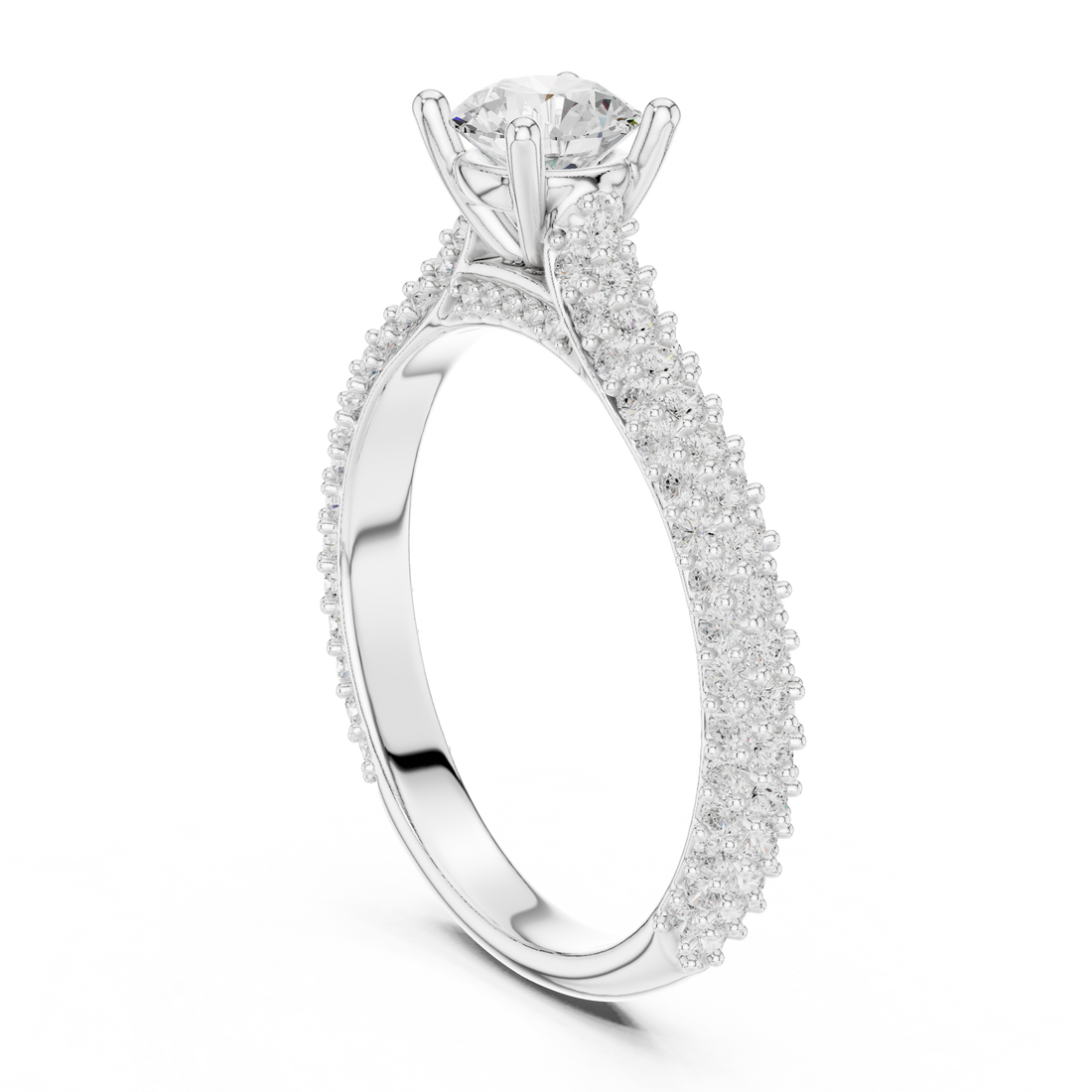 LR-0348 - Solitaire Round Ring - White Gold