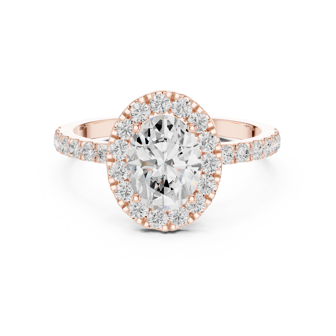 Halo Ring - Oval | DDLR-1054 - Rose Gold