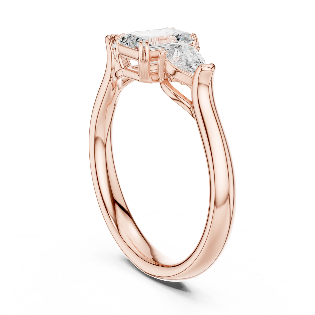DDLR-579 - Three Stone Emerald Ring - White Gold