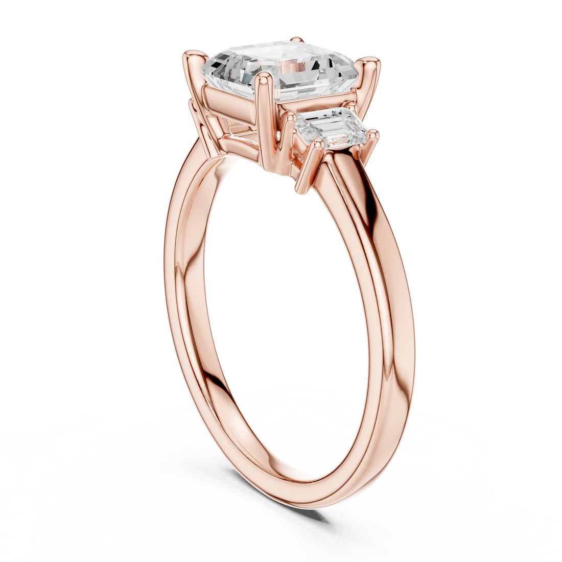 DDLR-038-AC - Three Stone Asscher Ring - White Gold