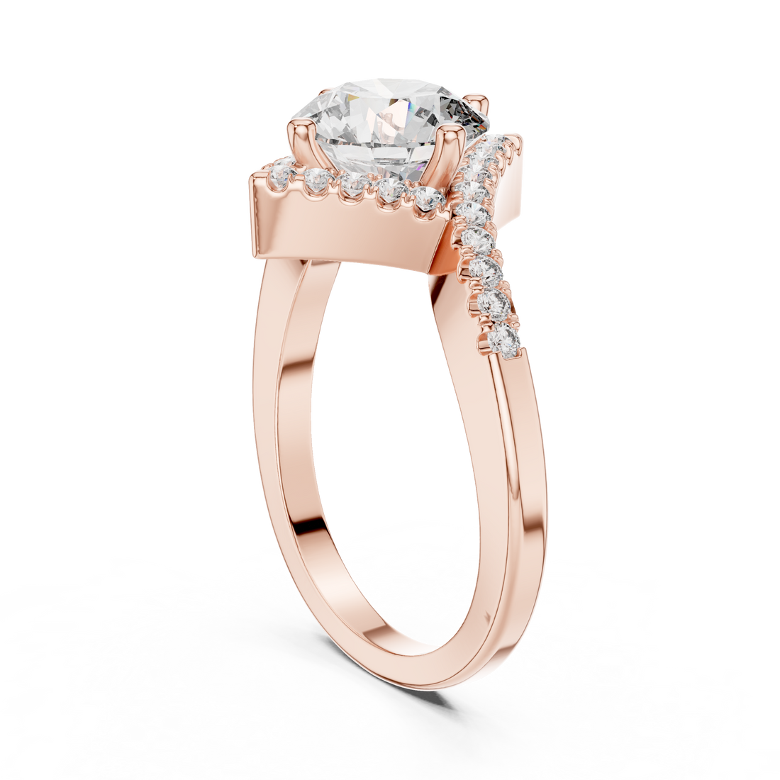 DDLR-156 - Halo Round Ring - White Gold