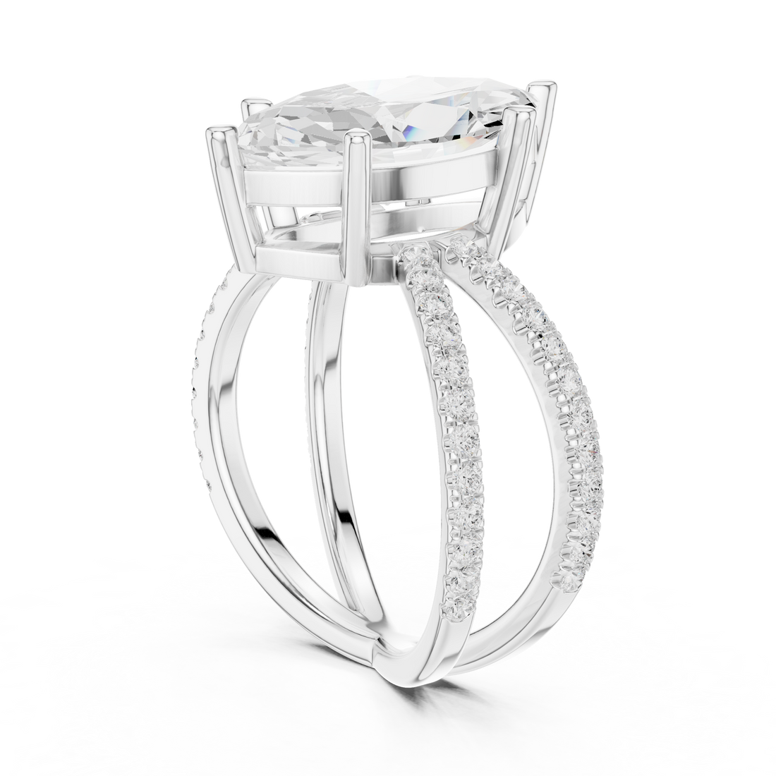 25 MQ - Split Shank Marquise Ring - White Gold