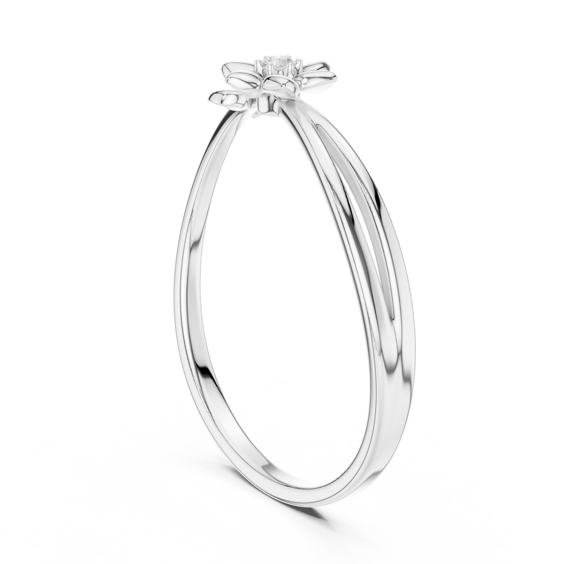 1 (137) - Fashion Round Ring - White Gold