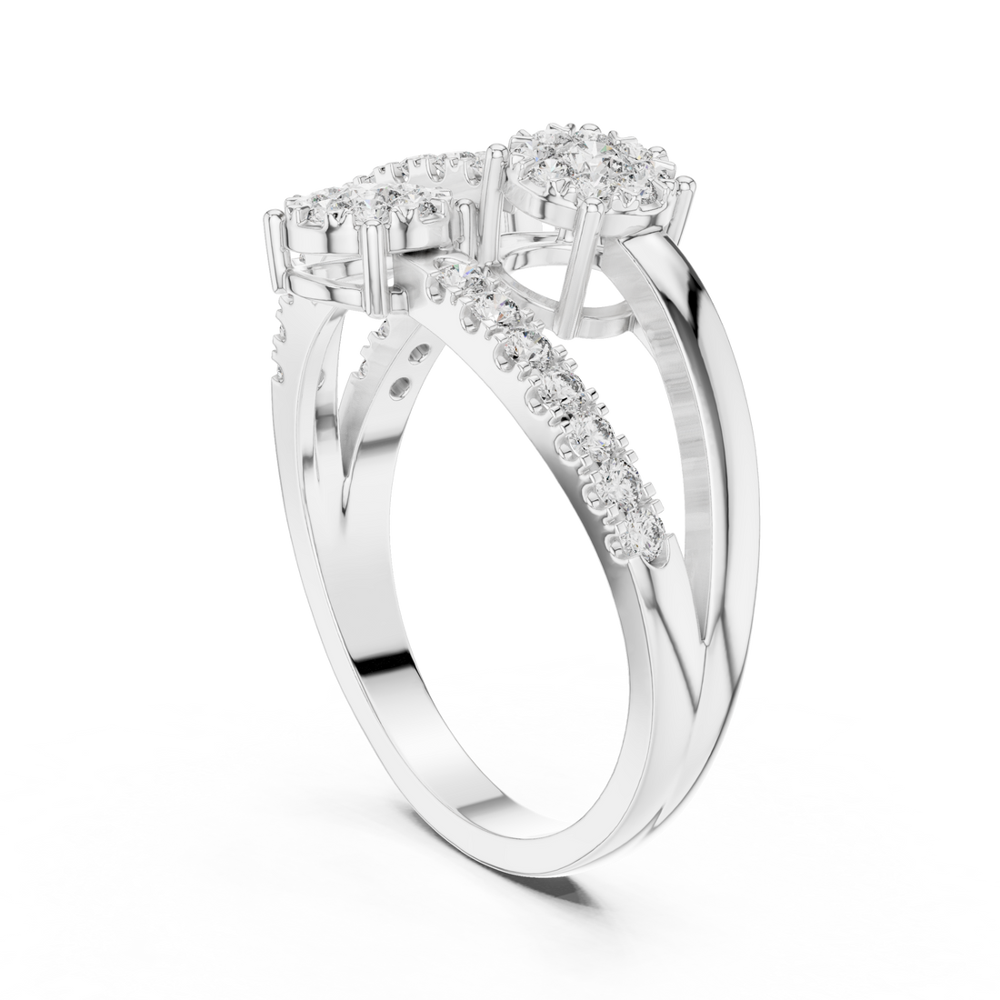 19#120017L - Fashion Round Ring - White Gold