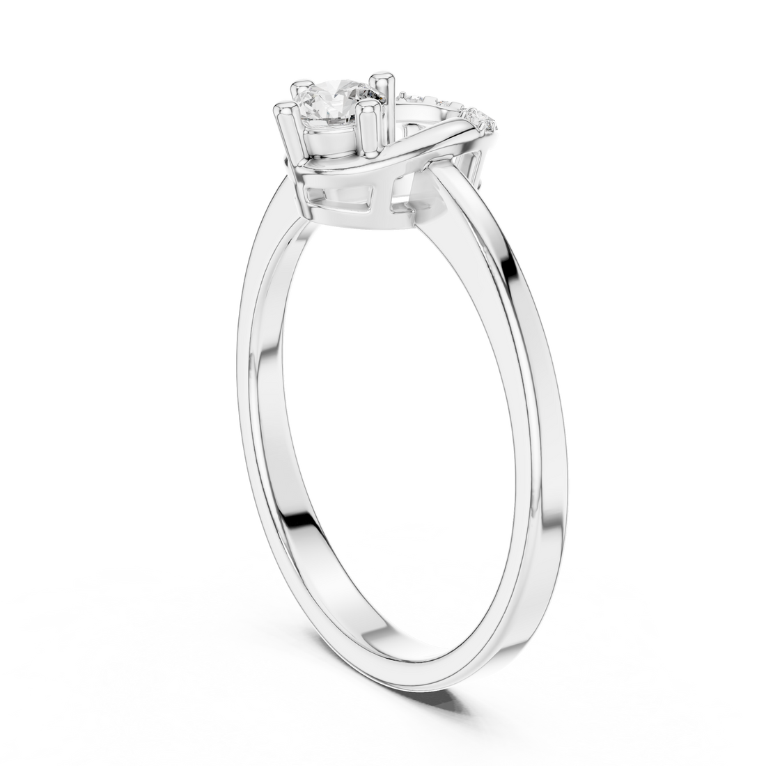 1347 - Fashion Round Ring - White Gold