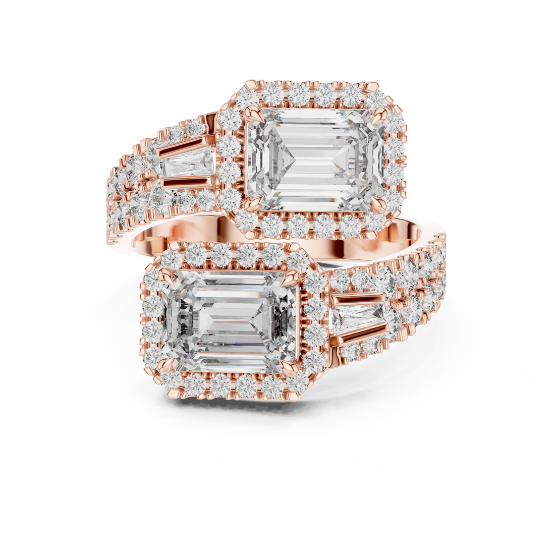 DDLR-014 - Bypass Emerald Ring - White Gold
