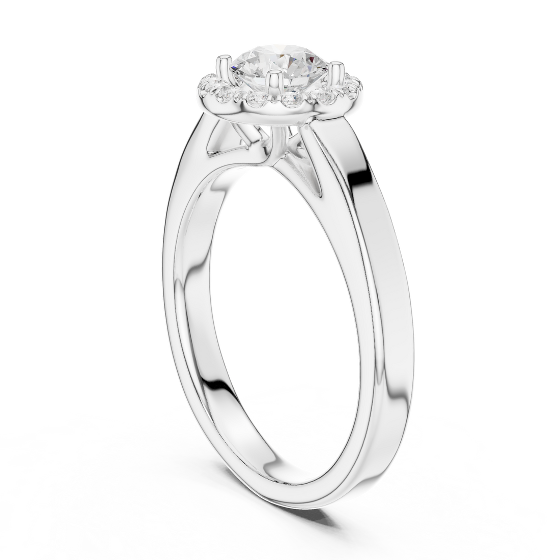 LR-0264 - Halo Round Ring - White Gold