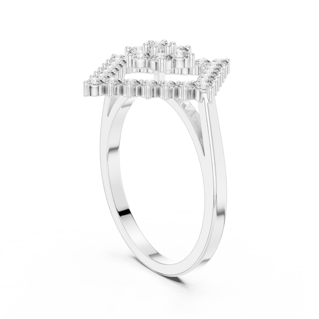 ALR-177 - Fashion Round Ring - White Gold