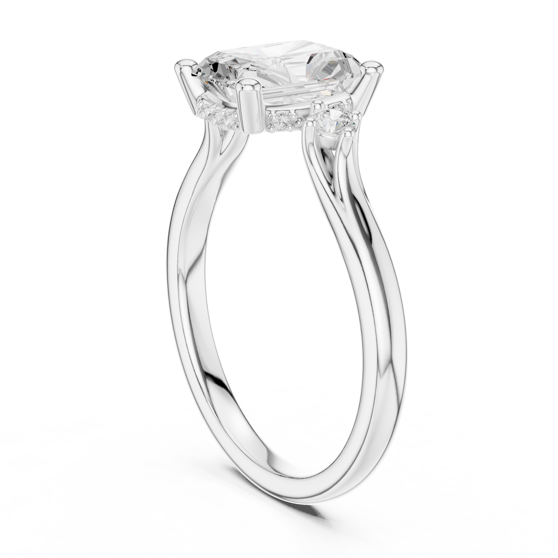 DDLR-974 - Three Stone Radiant Ring - White Gold