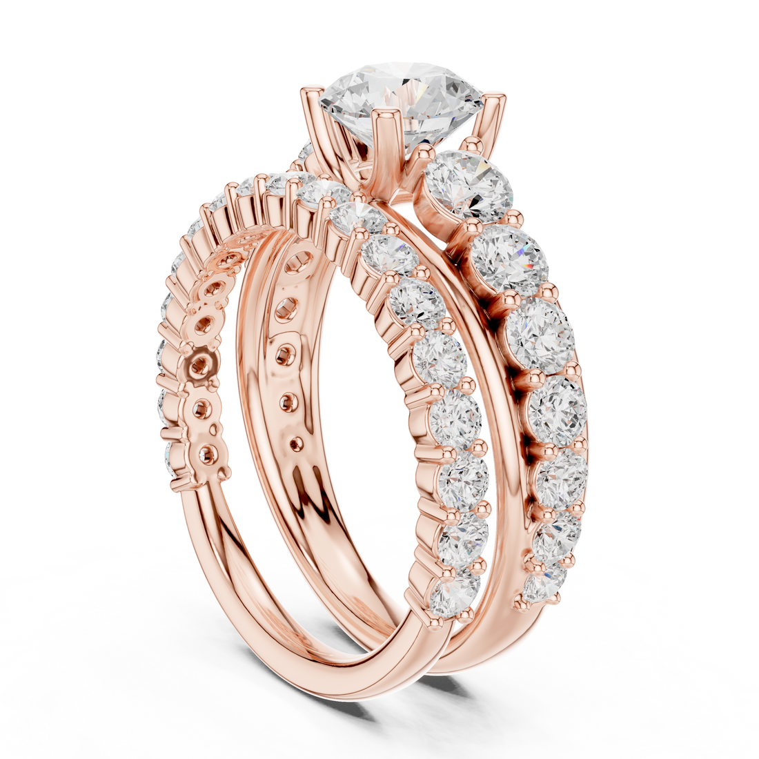 DDLR-295 - Three Stone Round Ring - White Gold