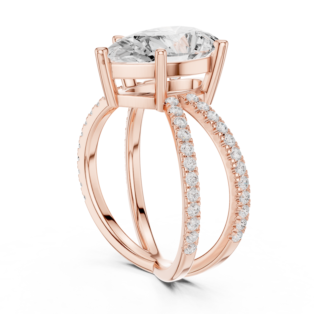 25 PE - Split Shank Pear Ring - White Gold