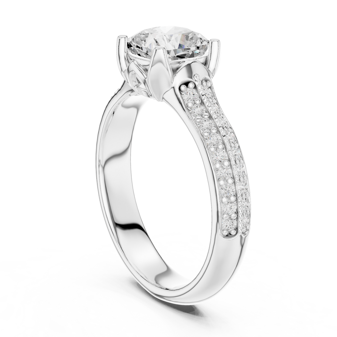 LR-0274 - Solitaire Cushion Ring - White Gold