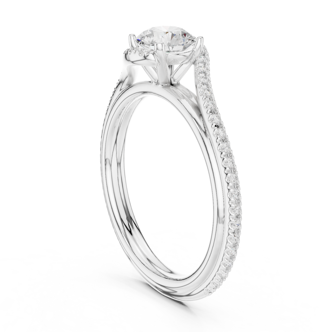 LR-0336 - Solitaire Round Ring - White Gold
