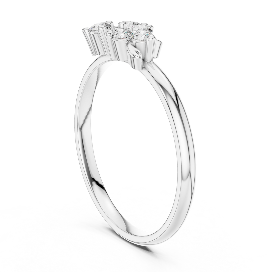 1 (453) - Fashion Round Ring - White Gold