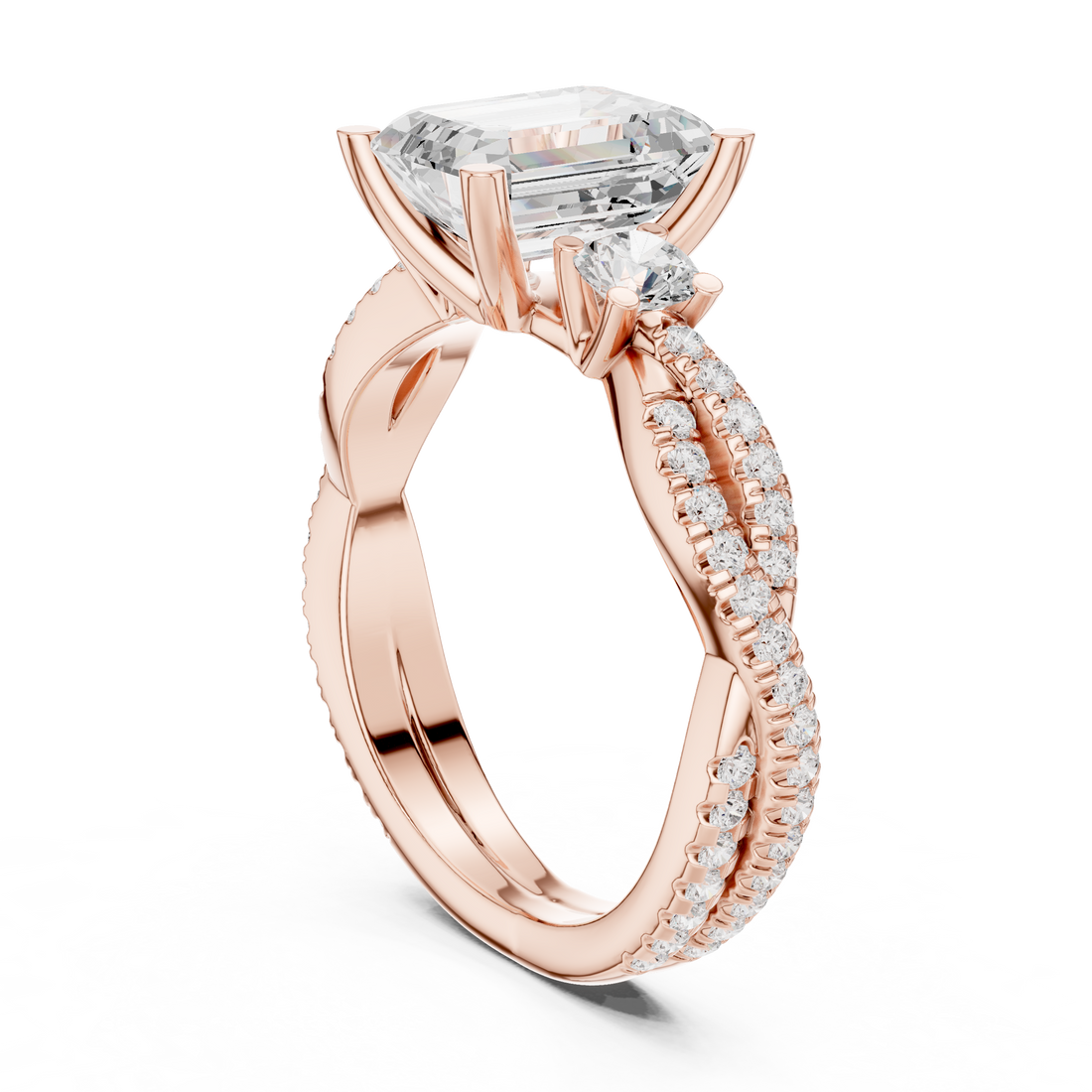 DDLR-281 - Three Stone Emerald Ring - White Gold