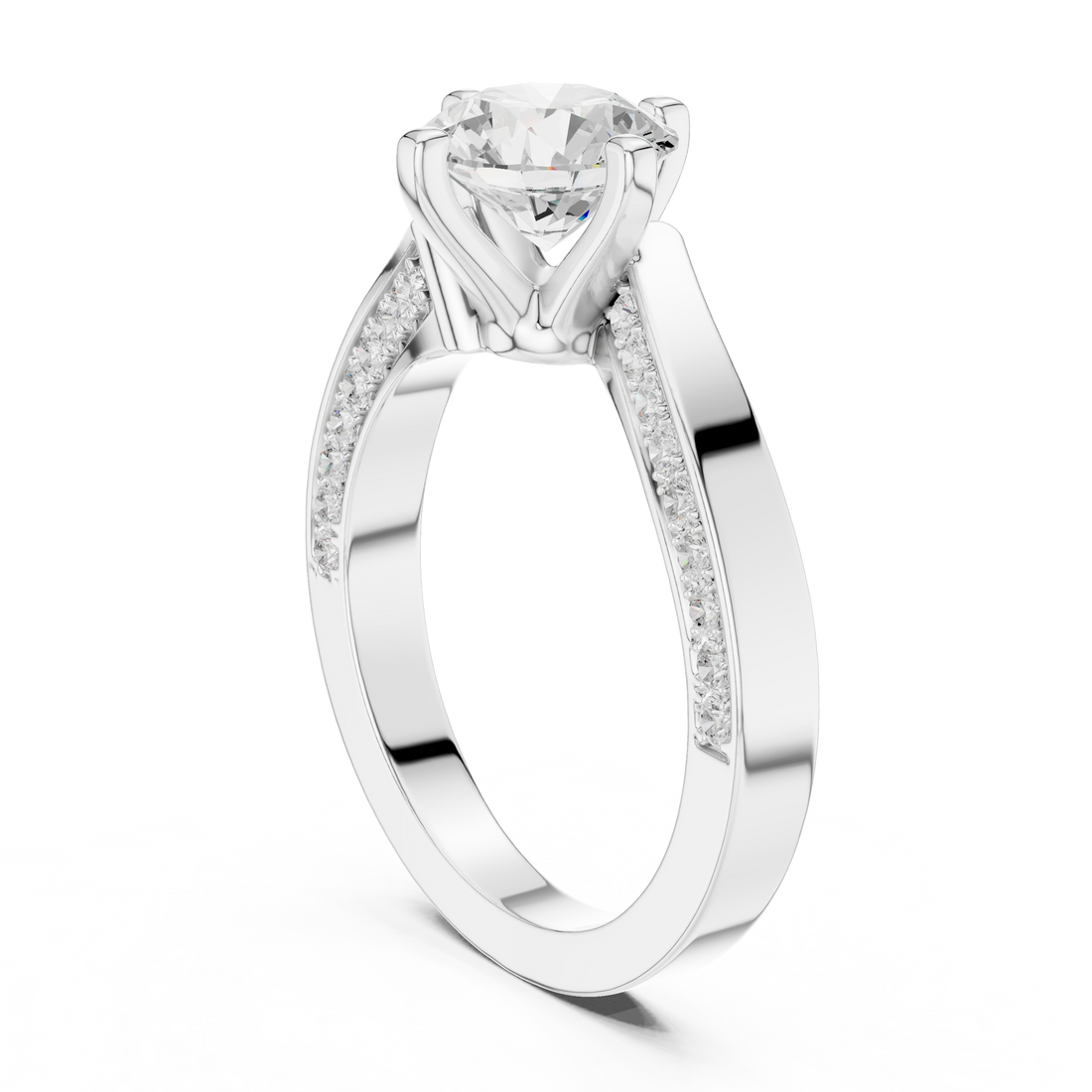 DDLR-435 - Solitaire Round Ring - White Gold