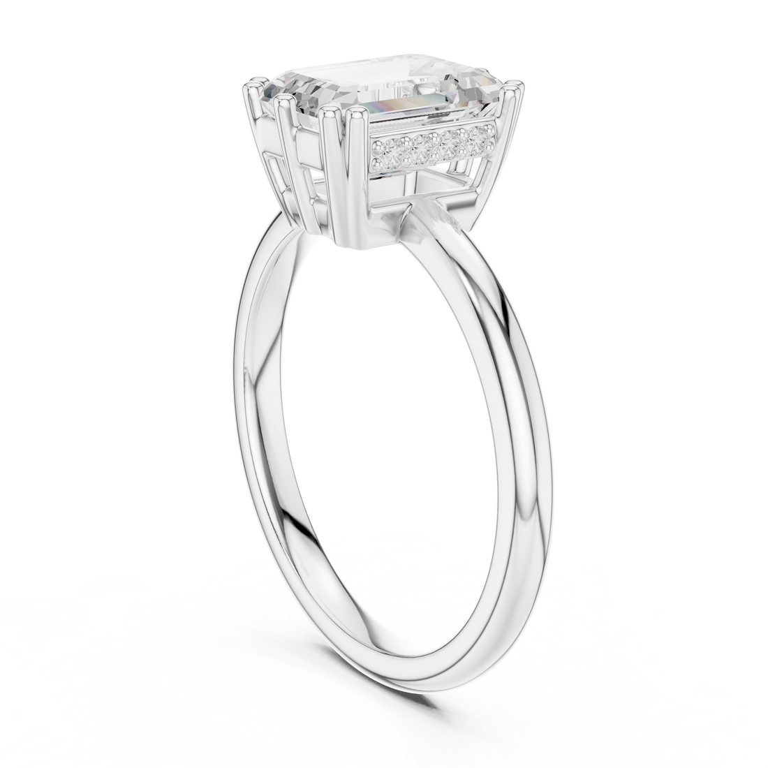 DDLR-925 - Solitaire Emerald Ring - White Gold