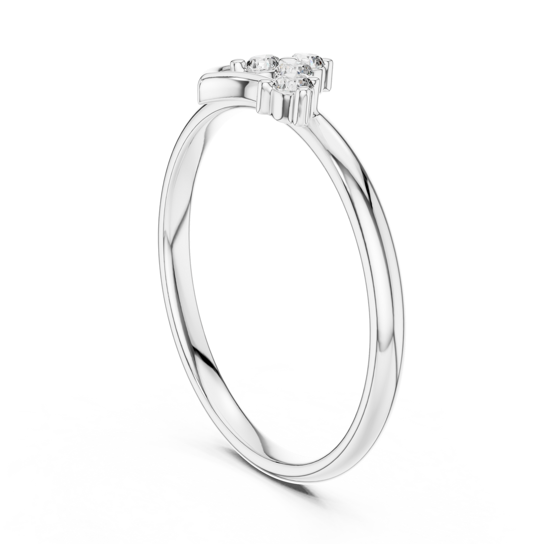 1 (377) - Fashion Round Ring - White Gold