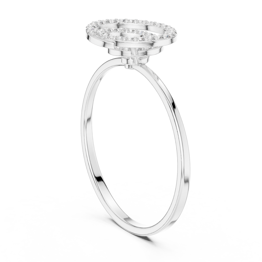 1 (256) - Fashion Round Ring - White Gold