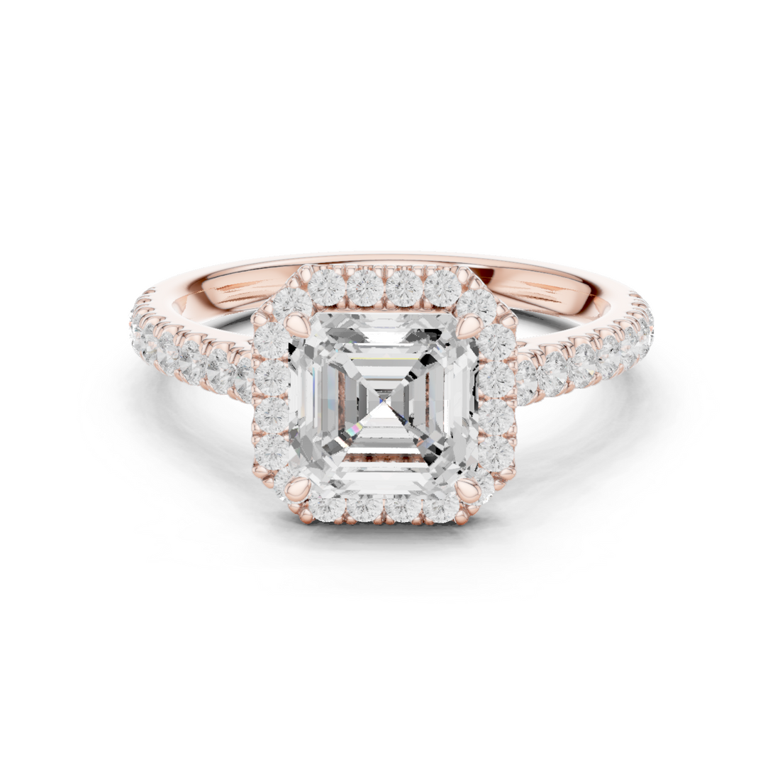 Halo Ring - Asscher | DDLR-118-AC - White Gold