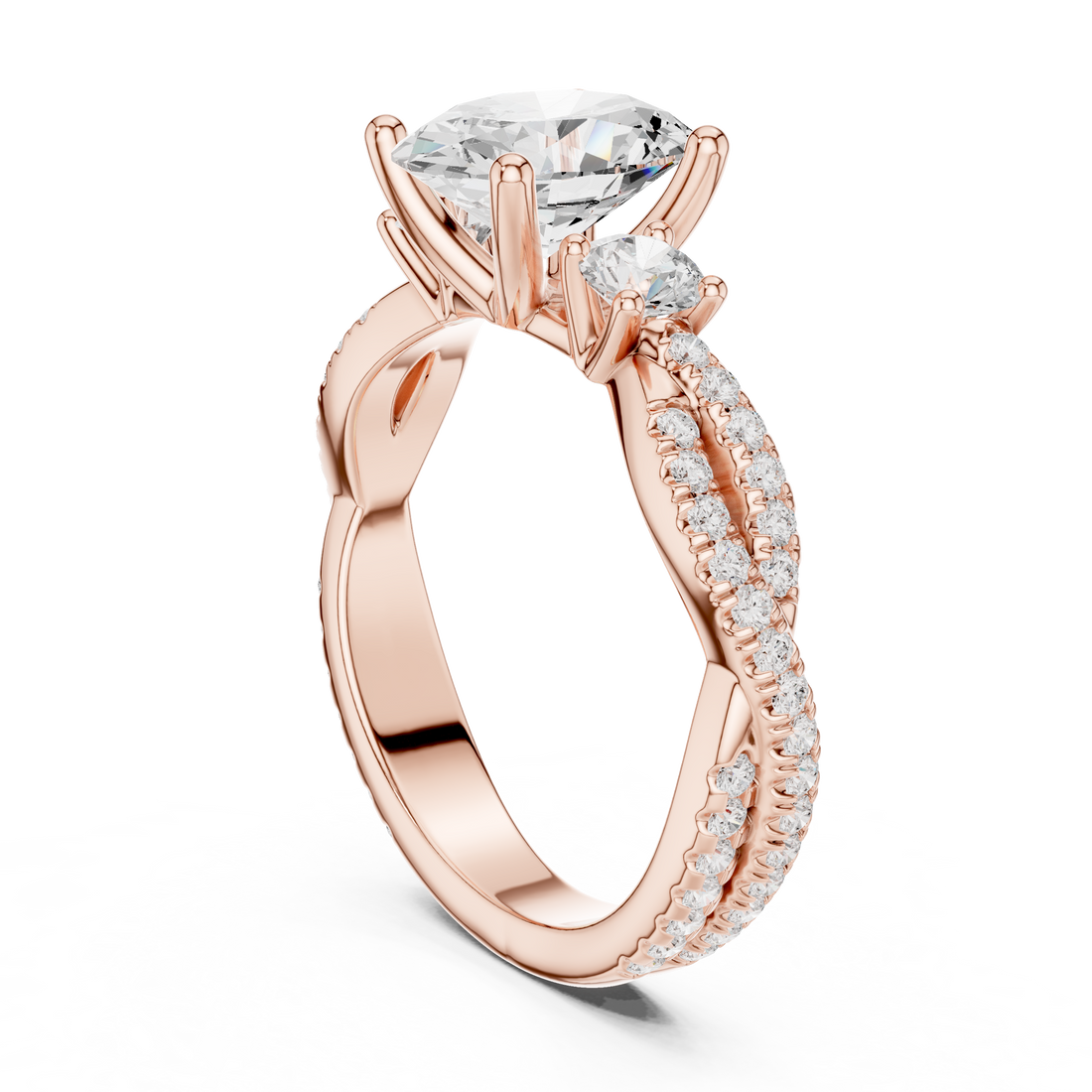 DDLR-281-OV - Three Stone Oval Ring - White Gold
