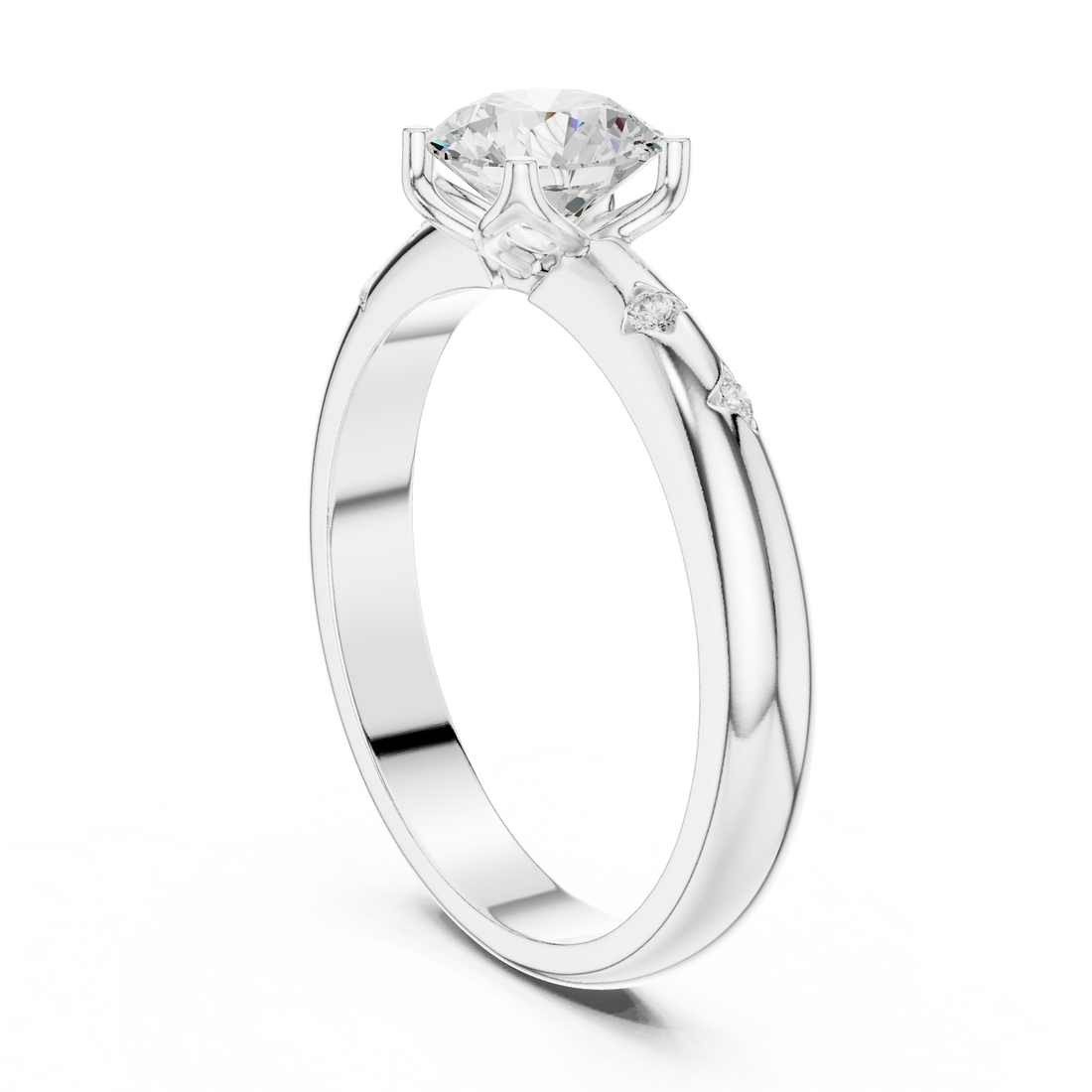 DDLR-431 - Solitaire Round Ring - White Gold