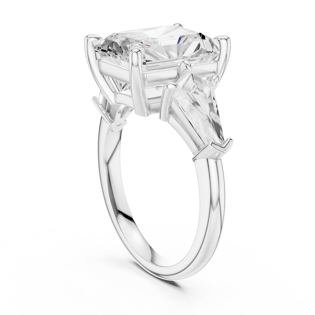 DDLR-1049 - Three Stone Radiant Ring - White Gold