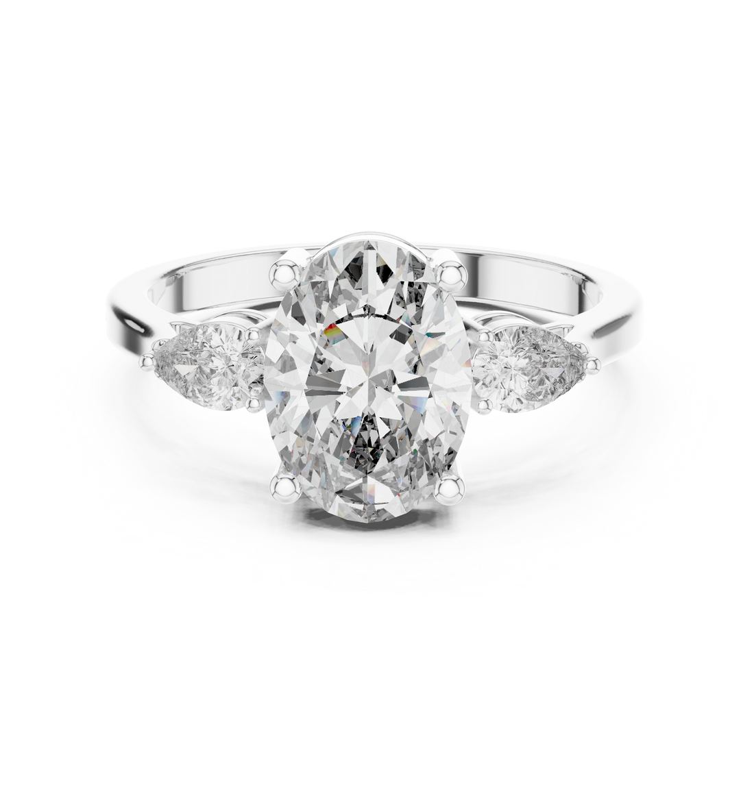 Three Stone Ring - Oval | ALJLR-491 - Rose Gold