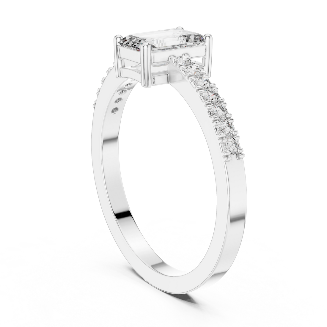 ALR-61 - Solitaire Emerald Ring - White Gold