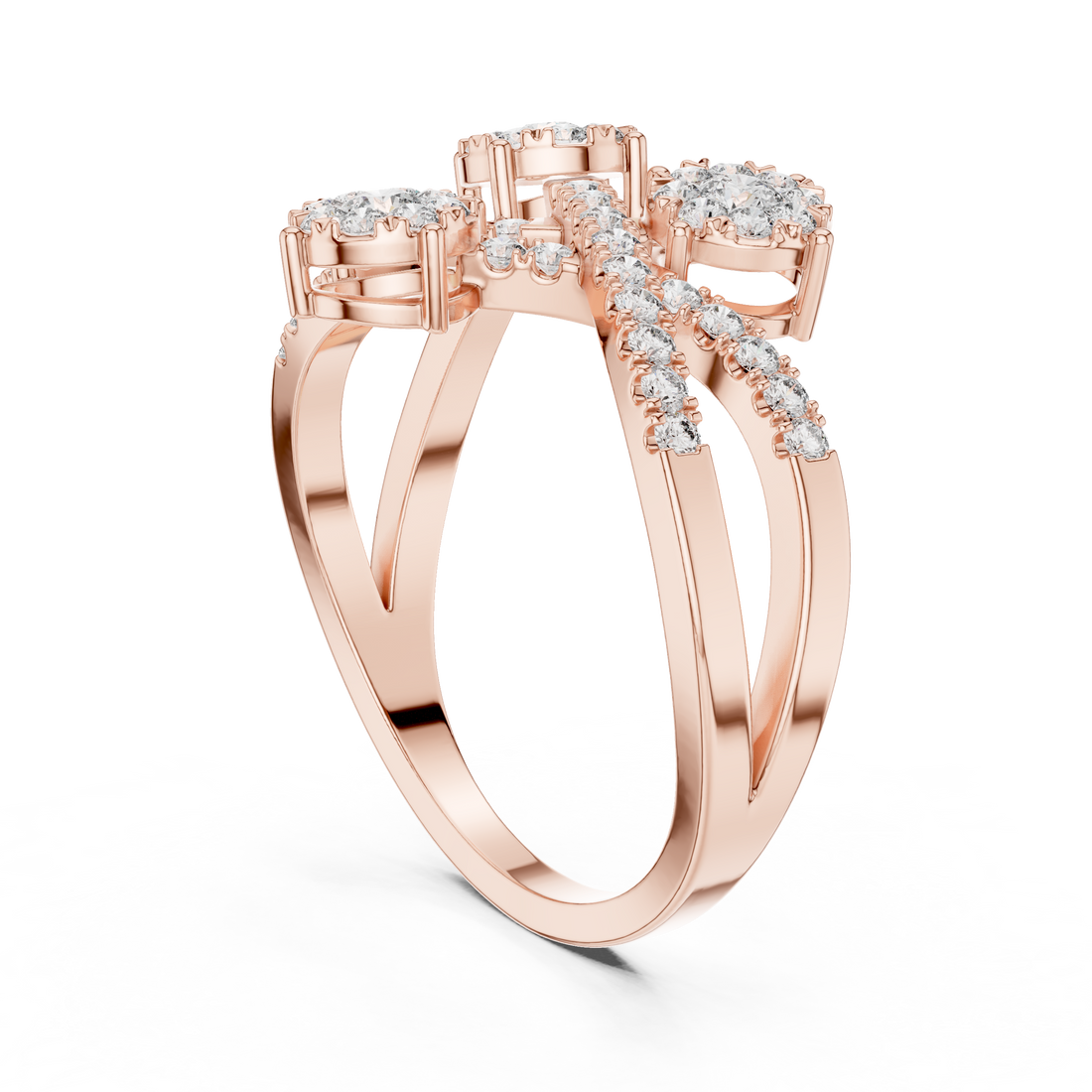 19#120018L - Fashion Round Ring - White Gold
