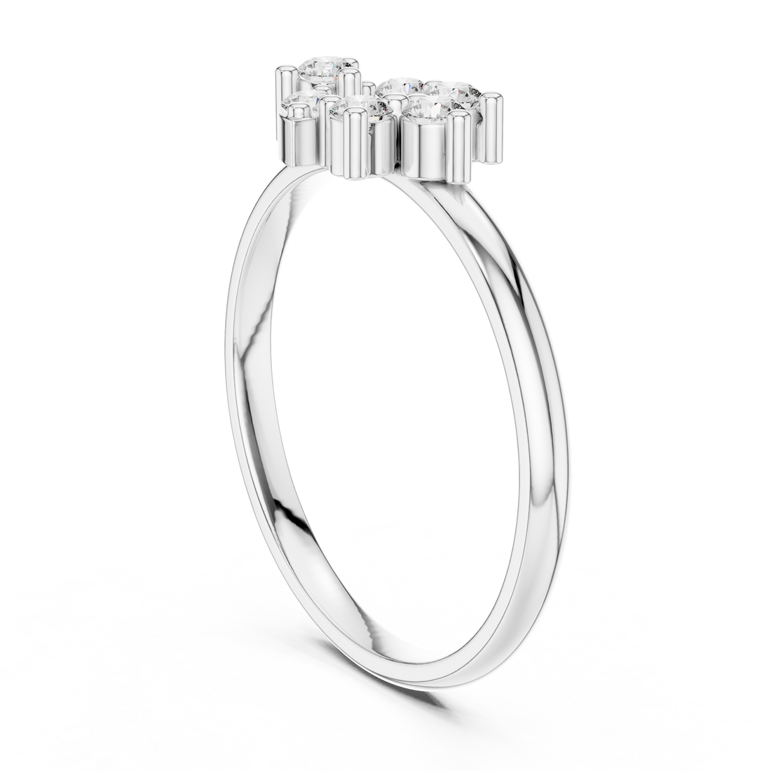 1 (456) - Fashion Round Ring - White Gold