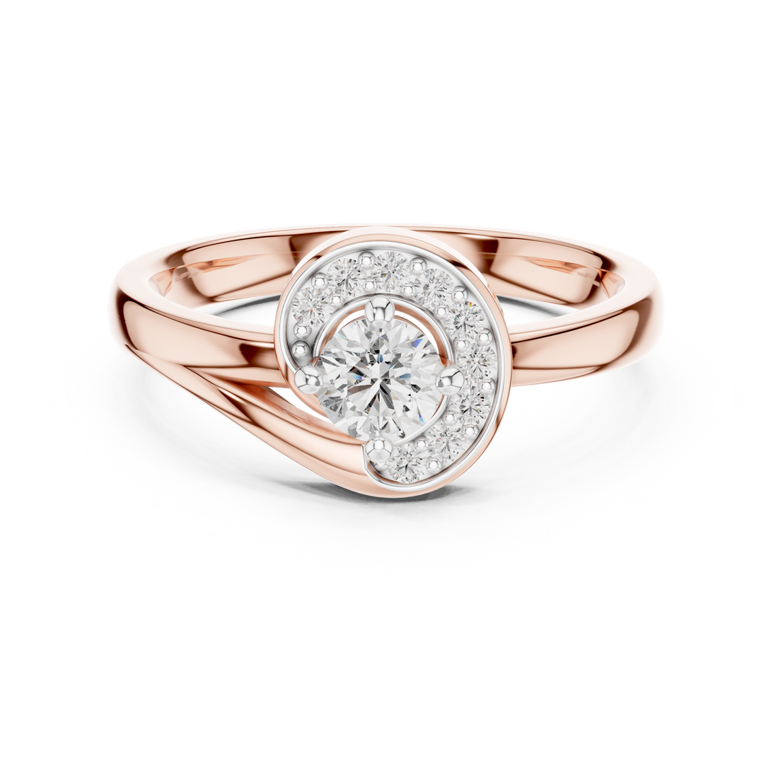 Halo Ring - Round | 12#10007@L - Rose Gold