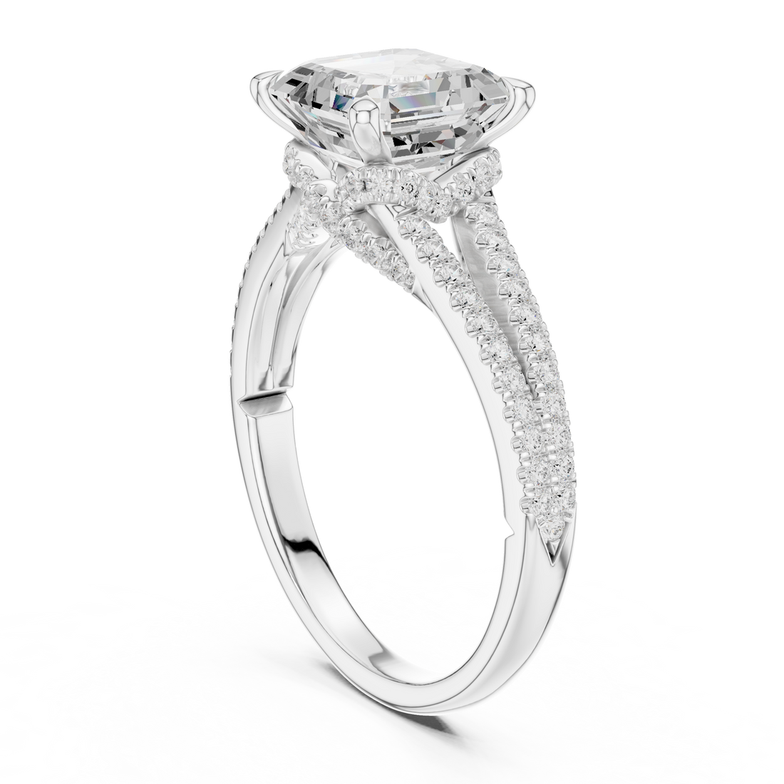 DDLR-252 - ASSCHER - Split Shank Asscher Ring - White Gold