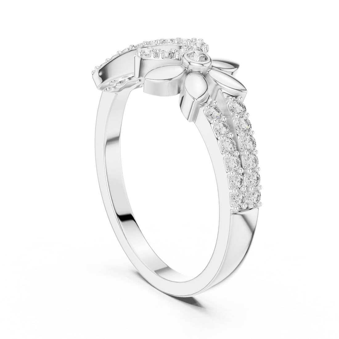 LR-01 (78) - Fashion Round Ring - White Gold