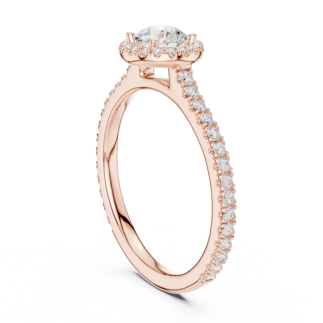LR-0224 - Halo Round Ring - White Gold