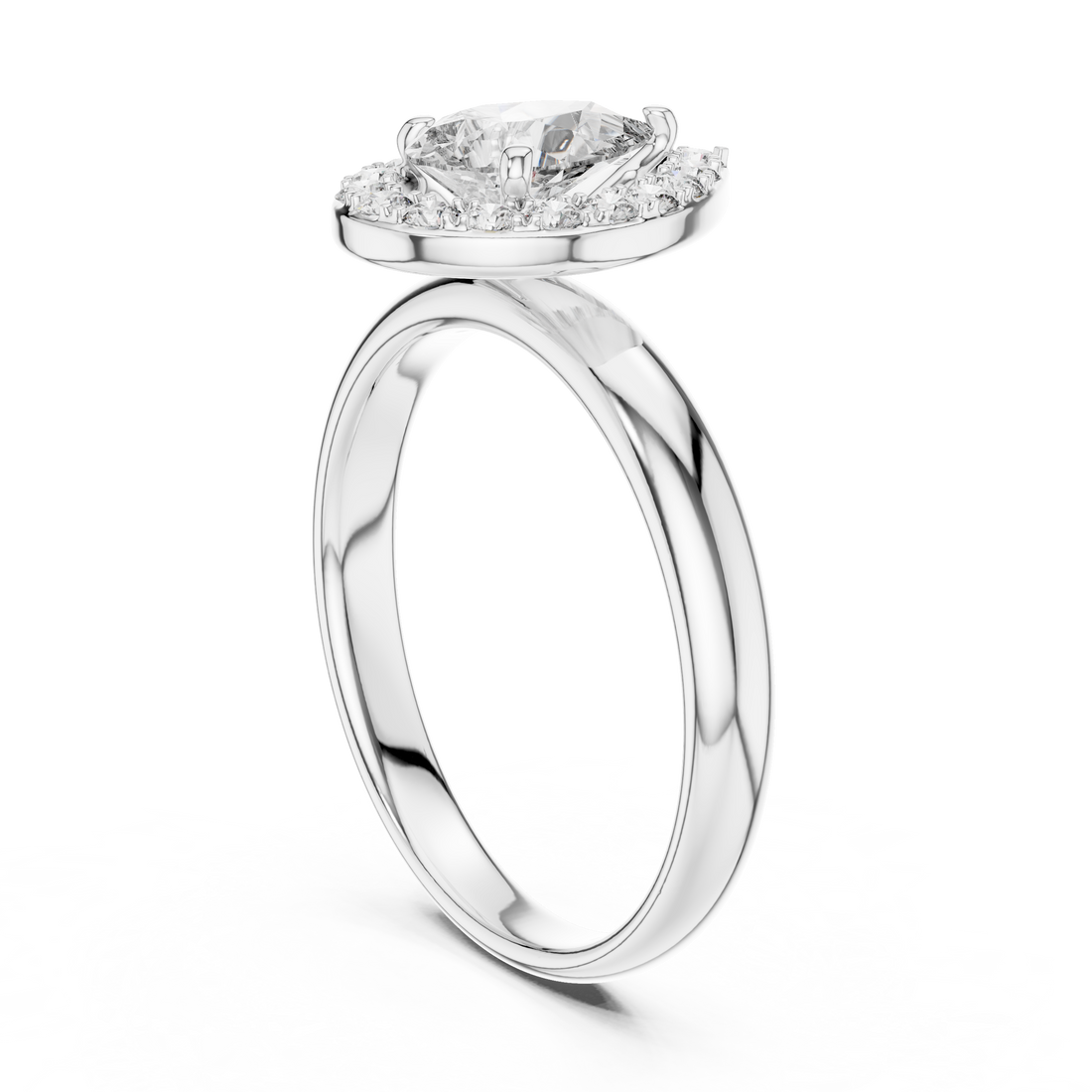 LR-0174 - Halo Mixed Ring - White Gold