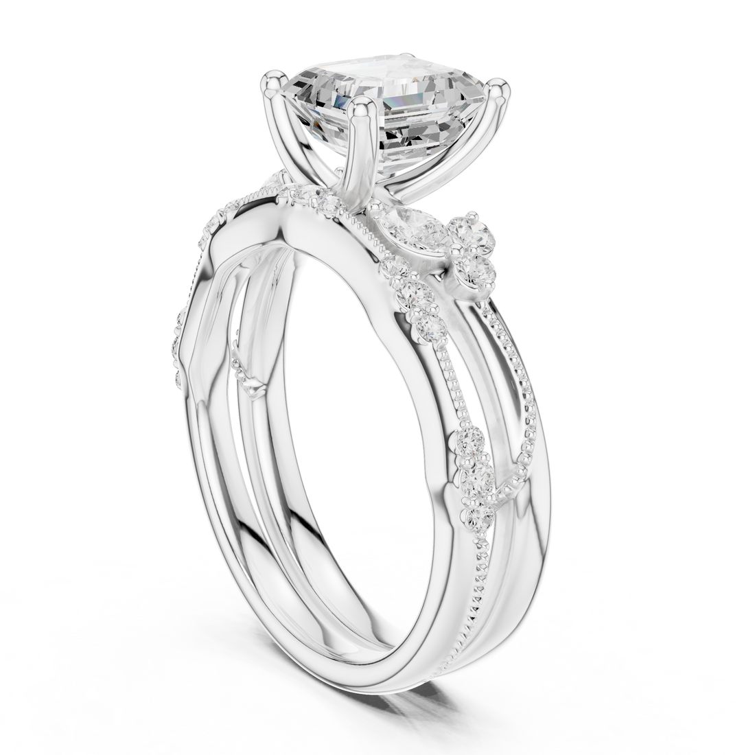 DDLR - 299 - ASSCHER - Solitaire Asscher Ring - White Gold