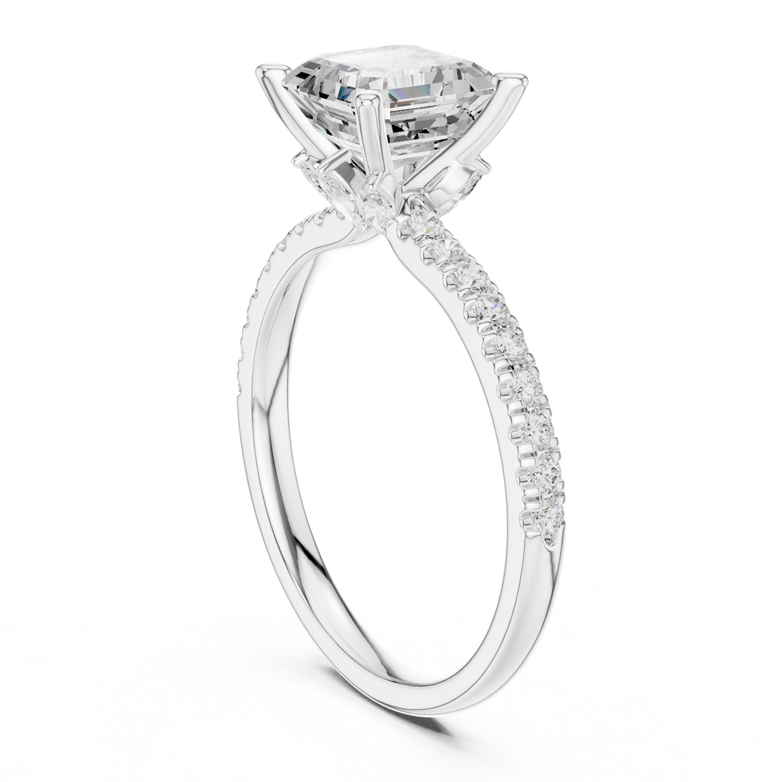 DDLR-256-AC - Solitaire Asscher Ring - White Gold